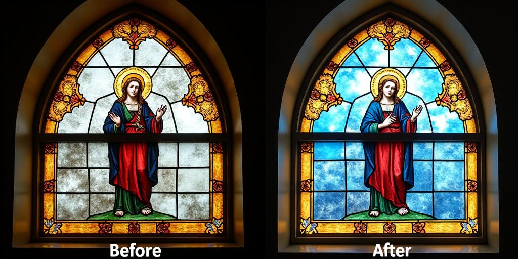 Cebu Church Stained Glass Restoration Before and After